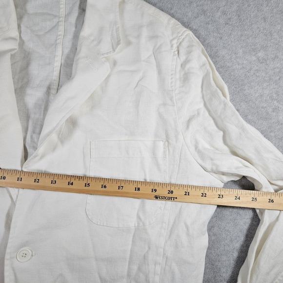 NWT Brandini Men's Sz L 100% Linen Ivory Button Up Lightweight‎ Blazer Jacket - Picture 6 of 8